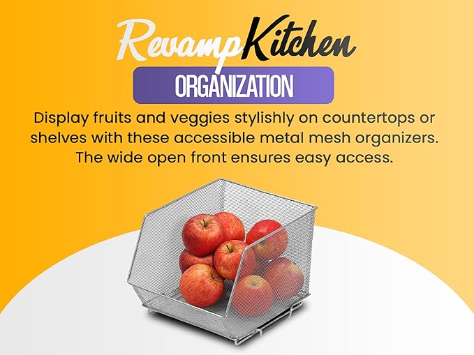 Ybm Home Household Wire Mesh Open Bin Shelf Storage Basket Organizer Black For Kitchen Pantry, Cabinet, Fruits, Vegetables, Pantry Items Toys 10” x 9” x 6”, 12-Pack, Black