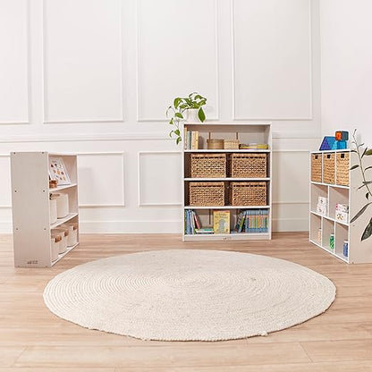 ECR4Kids Streamline 3-Shelf Storage Cabinet, 36in High, Double-Sided Display, White Wash
