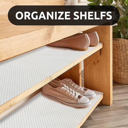RAY STAR 18X96 Inch Shelf Liner for Kitchen Cabinets, Non-Adhesive Cabinet Liner Washable, PVC Drawer Liner for Dresser Non-Slip Bathroom (White Circle)(4 Roll)