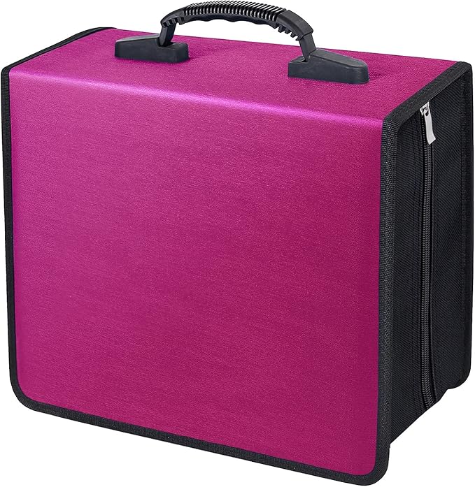 CD/DVD Case Wallet Storage Holder - 400 Capacity Disc Case Booklet Album Box (Black, Rose)
