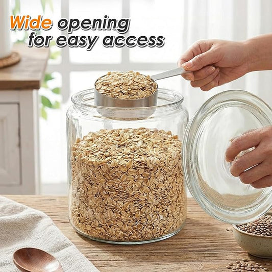 Masthome 2 Glass Storage Jars Set,1 Gallon Cookie Jar for Food Storage,Airtight Glass Jars with Lids for Kitchen Counter Pantry Well Organization，Send 15 pcs Food Storage Bags