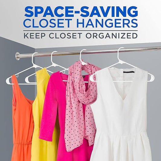 SereneLife 50 Pack Plastic Hangers, Non-Slip, Space-Saving Closet Organizers, Durable and Strong for Shirts, Sweaters, Hoodies, Kids Clothes & Dresses, Ultra-Thin, Lightweight