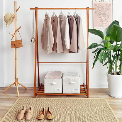 GRANNY SAYS Cloth Storage Bin with Label Holder, Closet Organizers and Storage Shelves, Sweater Storage Boxes for Closet Room, Storage Baskets for Organizing, Pearl White, Extra Large, 3-Pack