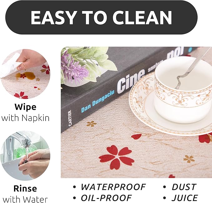 RAY STAR 12X120 Inch Shelf Liner for Kitchen Cabinets, Non-Adhesive Cabinet Liner Washable, PVC Drawer Liner for Dresser Non-Slip Bathroom (Red Floral)(5 Roll)