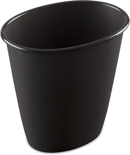 Sterilite 1.5 Gallon Oval Vanity Wastebasket, Small, Open Top Trash Can for the Bathroom, Bedroom, Dorm Room or Office, Plastic, Black, 12-Pack