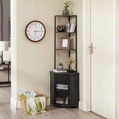 VECELO Corner Cabinet, Tall Storage Shelf, Bookshelf Display Shelves Rack for Living Room, Kitchen, Balcony, Small Space