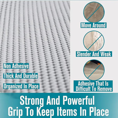 Shelf Cupboard Liner, Cabinet Drawer Liners Non Adhesive 12 Inches x 20 Feet for Kitchen Cabinets, Strong Grip Durable Non Slip for Storage Desks Kitchenware Tableware, Easy to Install, White