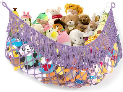 Stuffed Animal Hammock - Extra Large 63'' Long, Stuffed Animal Storage, stuffed animal Holder net, Hammock Large, Storage Hanging Organizer - Lavender