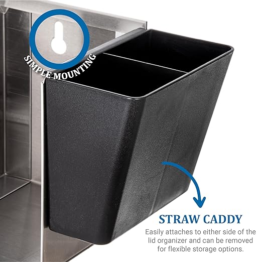 San Jamar Lid Organizer with Adjustable Dividers for Restaurants and Fast Food, Plastic, 14.5 Inches, Silver