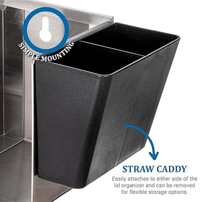 San Jamar Lid Organizer with Adjustable Dividers for Restaurants and Fast Food, Plastic, 14.5 Inches, Silver