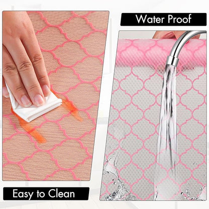 Cooyes Shelf Liner, Non Adhesive Drawer and Cabinet Liner, EVA Washable Oil-Proof Shelf Paper for Kitchen Cabinets, Refrigerator, Storage, Desks with Modern Pattern