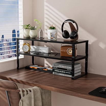 Flat Top Storage Rack - Expandable Countertop Space Saver, Heavy-Duty Steel Construction, Powder Coated Finish for Kitchens, Bathrooms, Workshops or Offices
