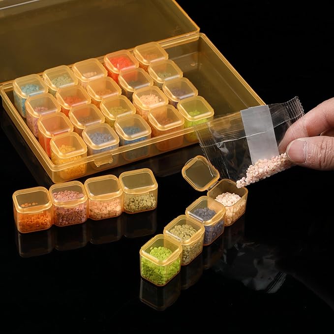 Mr. Pen- Bead Storage Containers, 28 Grids, 2 Pack, Transparent Orange Small Bead Organizer Box