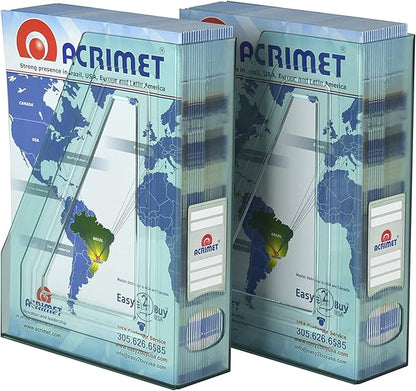Acrimet Magazine File Holder – Vertical Rack for Documents, Folders and Mail, Durable Plastic Desk Organizer for Office & Home, Clear Green (2 Pack)