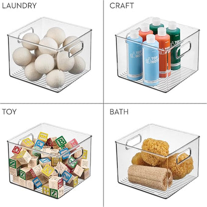 iDesign Clear Plastic Storage Bins for Kitchen - Pantry and Fridge Storage for Cabinets and Shelves, 4-Pack
