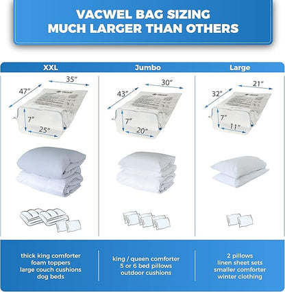 5-Pack XXL- Jumbo Space Vacuum Storage Bags for Clothing Storage - Vacuum Space Bags for Comforters, Blankets and Clothes - 5x XXL Size (47x35in)