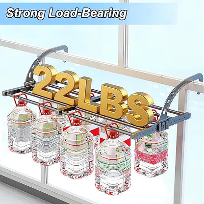 Portable Clothes Drying Rack for Balcony Railings Windowsill, Folding Towel Rack Indoor Outdoor Retractable Laundry Rack with Sock Clips for Drying Socks (Small)