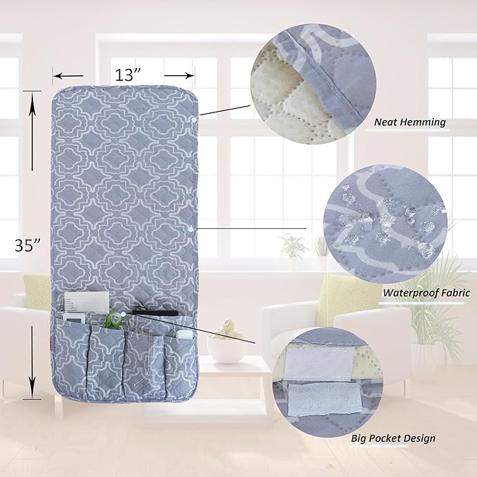 luckyjoyreal Armchair Caddy for Couch Remote Control Holder Premium Durable Non-slip Sofa Armset Organizer Caddy Storage for Recliner Couch 5 Pocket for Cell Phone Magazine 35"x13" Floral 1 Piece