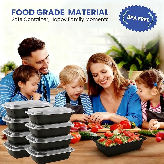 Eco Maicoco 50 Pack 32 oz Meal Prep Containers Reusable BPA Free, Plastic Food Storage Containers with Lids, Leakproof Airtight To-Go Food Containers, Microwave & Freezer Safe