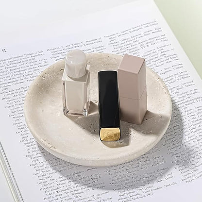 Amaauto Turkish Natural Travertine Jewelry Dish, 5.5" Marble Tray, Trinket Dish for Ring Earring, Gift for Woman (Beige Travertine)