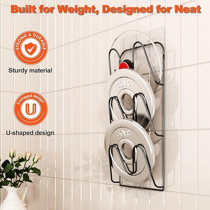 MZTOOL 2 Pack Pot-Lid-Organizer, 6-Tier Pots and Pans Lid Organizer Under Cabinet, No Drilling, Rustproof, Lid-Organizers-Inside-Cabinet for Small-Space-Solution & Kitchen Cabinet Organization