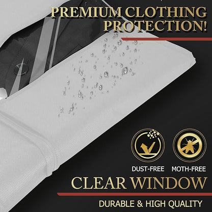 5 Pack 40-inch Suit Bag Garment Bag for Travel and Storage, Garment Bags for Hanging Clothes with Zipper and Visible Transparent Window, White