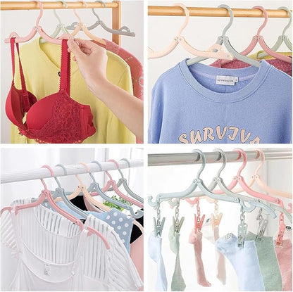 24 Pcs Travel Hangers with 48 Pcs Clips,Portable Folding Clothes Hangers Travel Clothes Hangers Travel Accessories Foldable Clothes Drying Rack for Travel Plastic Non Slip Clothing Hangers 4 Colors