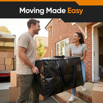 HOLDN’ STORAGE Extra Large Moving Storage Bag with Zipper Lid, Heavy Duty Reusable Tote for Clothes, Bedding, Books, Dorm & Home, Pack of 10 (Extra Large)