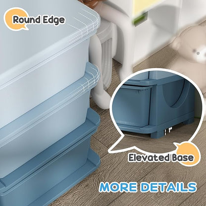 Qaba 3 Tier Kids Storage Unit, Toy Organizers and Storage with 9 Drawer Chest for Kids Bedroom Nursery Kindergarten Living Room for Boys Girls Toddlers, Blue