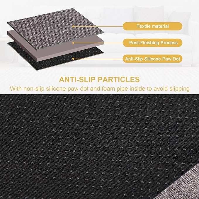 Sixyotie Sofa Armrest Organizer,Non-Slip Remote Control Holders for Recliner Couch,Chair Armchair Caddy with 5 Pockets for Table,Cell Phone,Ipad,Magazines,Books (13x35In, Lightgrey)