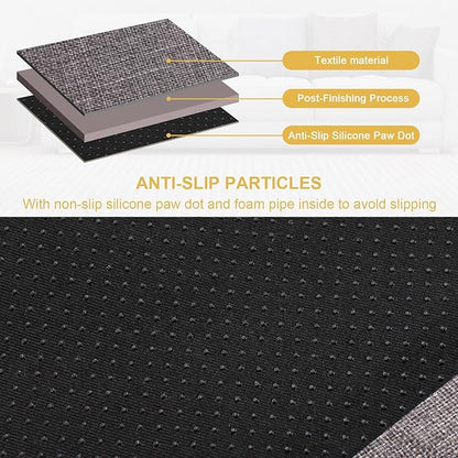 Sixyotie Sofa Armrest Organizer,Non-Slip Remote Control Holders for Recliner Couch,Chair Armchair Caddy with 5 Pockets for Table,Cell Phone,Ipad,Magazines,Books (13x35In, Lightgrey)