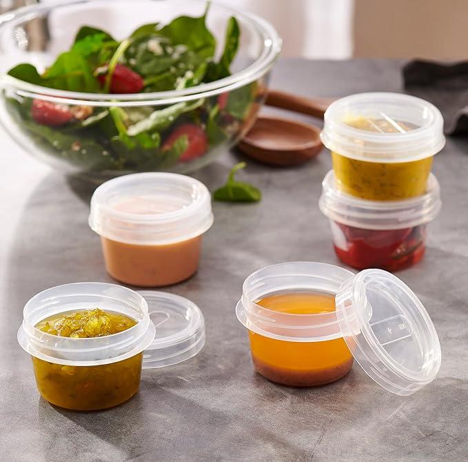 PLASTICPRO 12 Pack Twist Cap Food Storage Containers with Clear Screw on Lid- 4 oz Reusable Meal Prep Containers - Small Freezer Containers Microwave Safe Clear Plastic Food Storage