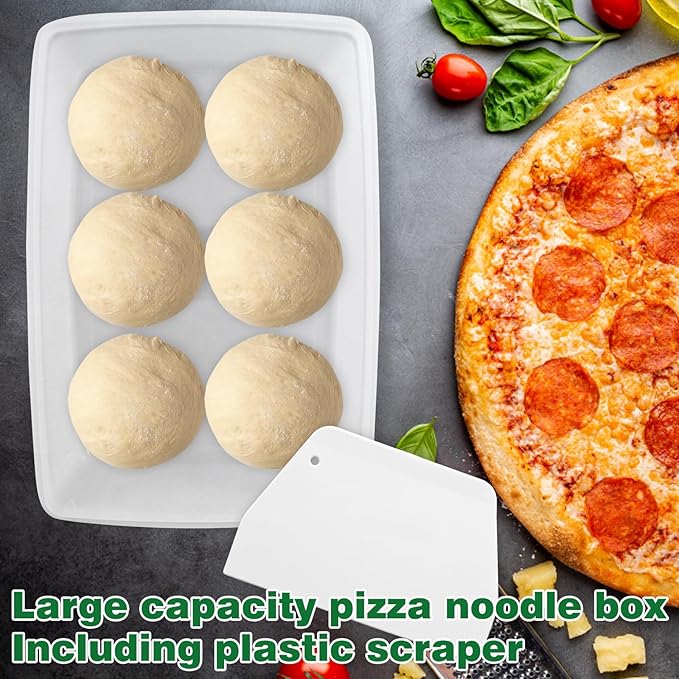 Pizza Dough Proofing Box - Set of 4 Stackable Dough Proofing Container with Lid for Family Size Dough
