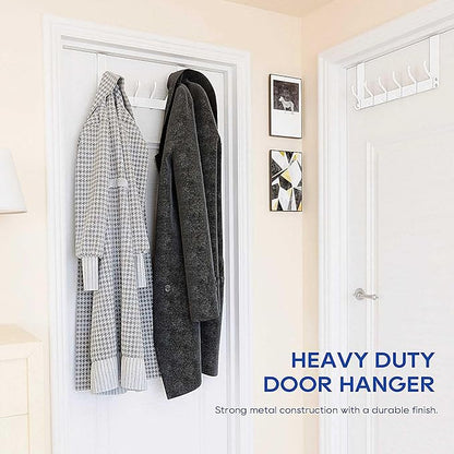 KEOAMG Over The Door Hooks, Over The Door Towel Rack for Bathroom, Sturdy Door Hanger Hook, Door Hooks for Hanging Clothes, Coats, Towels, White