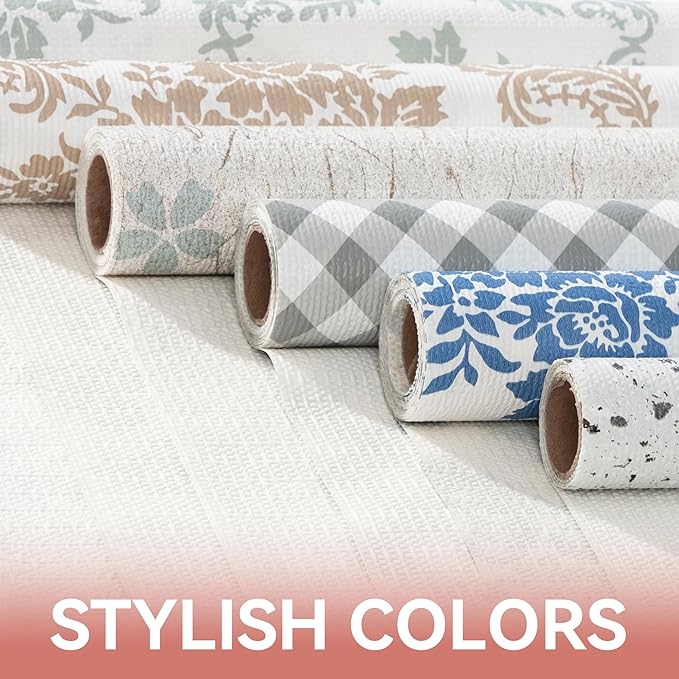RAY STAR Shelf Liner, Non Adhesive Sage Green Damask Floral Kitchen Cabinet Liner for Pantry Drawer Pantry, Non Slip Waterproof, Shelf Liners for Kitchen Cabinets Cupboard 18 Inch x 8 FT (5 Rolls)