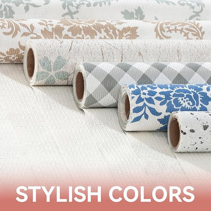 RAY STAR Shelf Liner, Non Adhesive Sage Green Damask Floral Kitchen Cabinet Liner for Pantry Drawer Pantry, Non Slip Waterproof, Shelf Liners for Kitchen Cabinets Cupboard 18 Inch x 8 FT (5 Rolls)