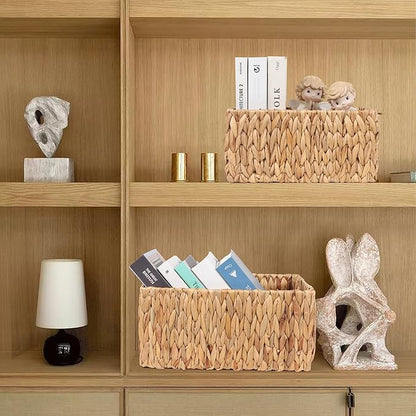 FEIALNDUO Wicker Shelf Baskets, Woven Storage Bins for Shelves Pantry Organizers and Storage with Handles Home Decor (Natural, 15"D x 11"W x 7"H)