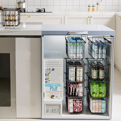 Freezer Baskets for Chest Freezer, Freezer Organizer Bins, 2 Pack Adjustable Hanging Deep Chest Freezer Organizer for 5-7 Cu.FT Deep Freezer Sort Frozen Food