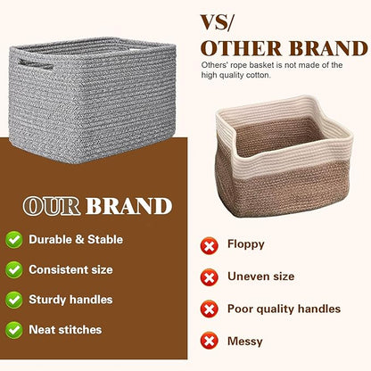 Storage Baskets for Organizing, 4 Pack Storage Baskets for Shelves, Woven Basket for Shelves, Closet Organization, Rectangle Organizer Basket Gifts Empty, 13"Lx8.7"Wx7.9"H Decorative Bins with Handles