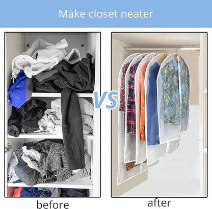 Clear Garment Bag Suit Bags for Closet Storage, Vinyl Garment Bags for Hanging Clothes, Short Hanging Bags Coat Covers for Closet with Zipper- 24'' X 32''/12 Pack