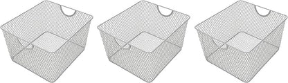 YBM HOME Kitchen Pantry Organizer Wire Baskets for Shelves, Cabinets, Pantry, Countertop, Mesh Open Storage Bin Metal Basket for Organizing Food Supplies, 3 Pack, 10x9x6