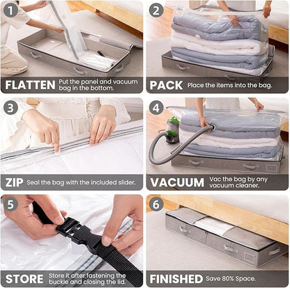 TAILI Under Bed Vacuum Storage Bags for Comforters and Blankets, Large Capacity Foldable Under Bed Storage Box for Quilts Pillow Blankets Linen, 41" x 17.7" x 6", Jumbo Vacuum Seal, Save 80% Space