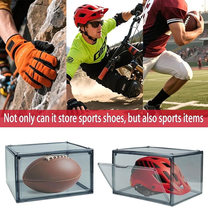3BBYJL 12 Pack Shoe Boxes Size 13 Acrylic Shoe Organizer Clear Storage Box Plastic Stackable Sneaker Display Case with Magnetic Lids