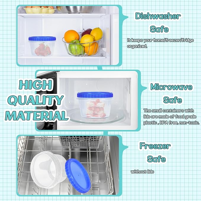 ISUSSER 6 Pack Freezer Containers with Screw On Lids, 16 Oz Stackable Reusable Plastic Storage Container, Airtight Plastic Food Storage Containers with Twist Top Lids for Food Soup Jello Sauce