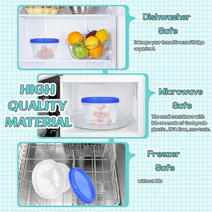 ISUSSER 6 Pack Freezer Containers with Screw On Lids, 16 Oz Stackable Reusable Plastic Storage Container, Airtight Plastic Food Storage Containers with Twist Top Lids for Food Soup Jello Sauce