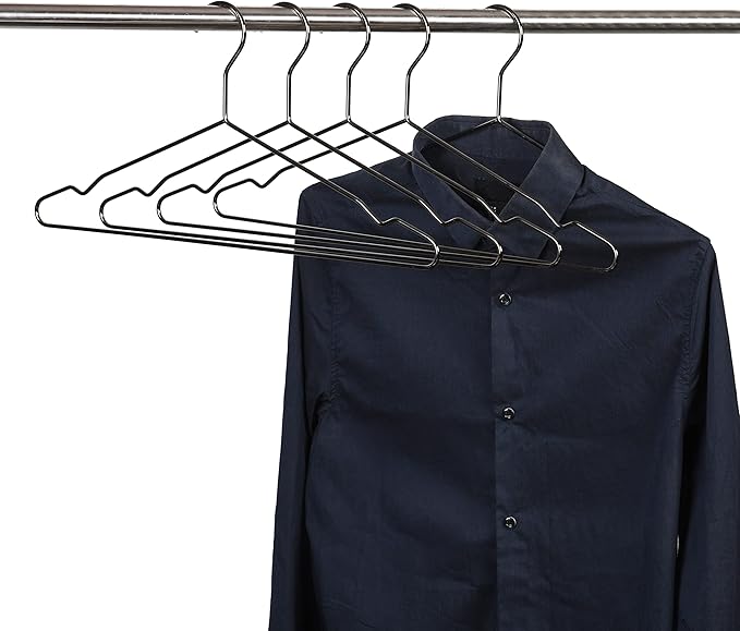 Better to U 17 Inch Black Silver Metal Hanger Adult Clothes 20 Pack, 4.0mm Heavy Duty Shirt Blouse Hanger for Coat Suit, Space Saving Slim Wire Hanger for Camisole Trousers Dress