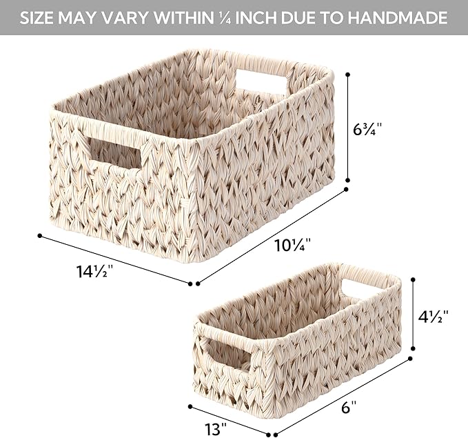GRANNY SAYS Wicker Baskets for Organizing, Wicker Storage Basket for Shlef, Woven Baskets Oraganizer, Waterproof Vanity Basket for Towel, Home Organization, 3-Pack