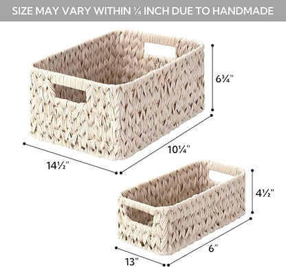 GRANNY SAYS Wicker Baskets for Organizing, Wicker Storage Basket for Shlef, Woven Baskets Oraganizer, Waterproof Vanity Basket for Towel, Home Organization, 3-Pack