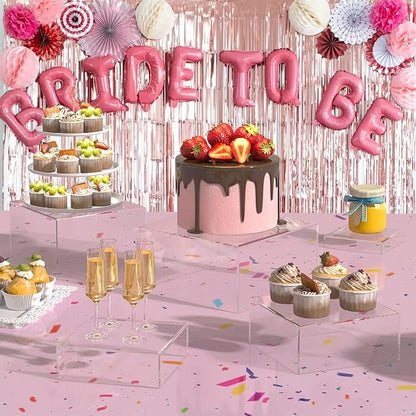 SILUT 6PCS Buffet Risers and Stands, Food Risers for Buffet Table, Catering Cake Stand for Party, Clear Display Riser for Collectibles, Acrylic Cube Boxes, Nesting Risers, Clear (5"x6"x7"8"x9"x10")
