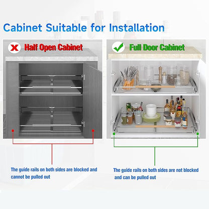 2Pack Expandable Pull Out Cabinet Organizer,11.8~18" W x 17" D Heavy Duty Slide Out Shelves Adjustable Height Cabinet Pull Out Shelves,Expandable Width Spice Rack Organizer for Kitchen Cabinet